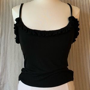 Black Tank Top with Ruffle
